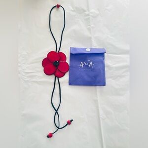 Tagua Aria Handmade Pink Flower Bolo Leather Cord Necklace NEW